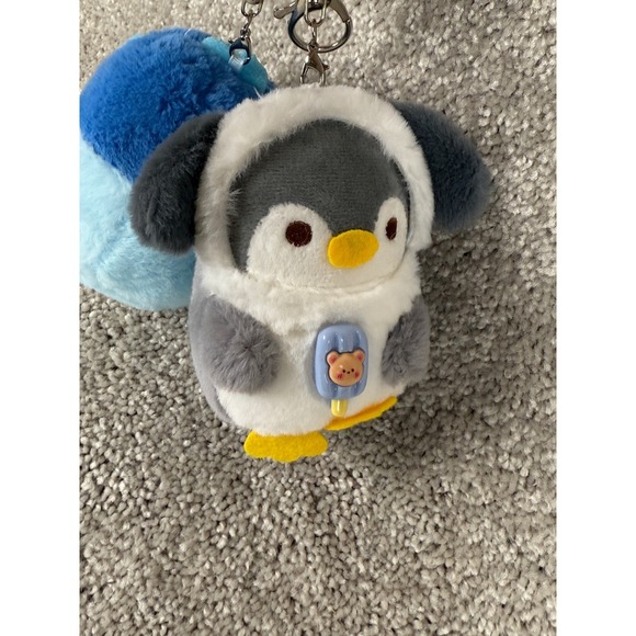 Cute Penguin Plush Keychain Set Kawaii Strawberry Ice Cream Charms Bag - Picture 3 of 5
